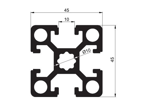 Perfil aluminio estructural 45x45 corte a medida | ADAJUSA | precio