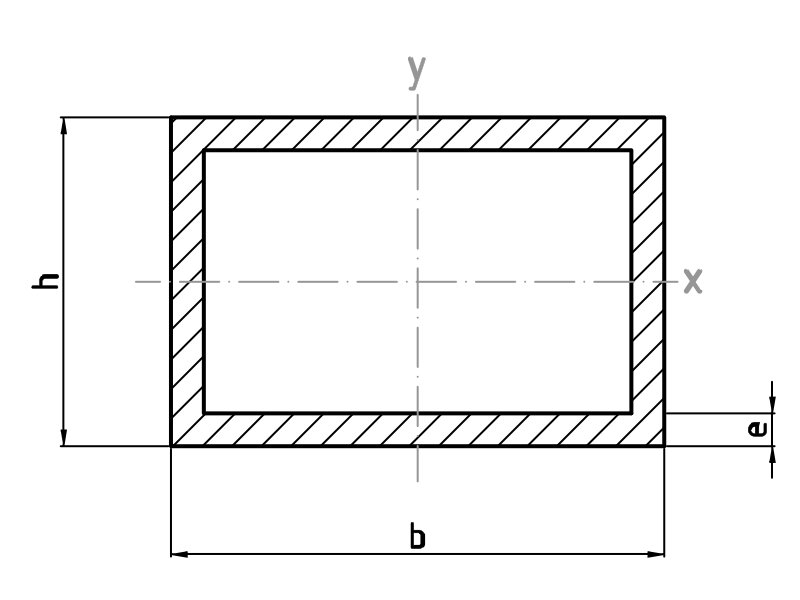 Tubo rectangular 70x20 en aluminio